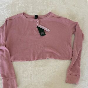 Wild Fable Pink Long Sleeve Crop Top NWT